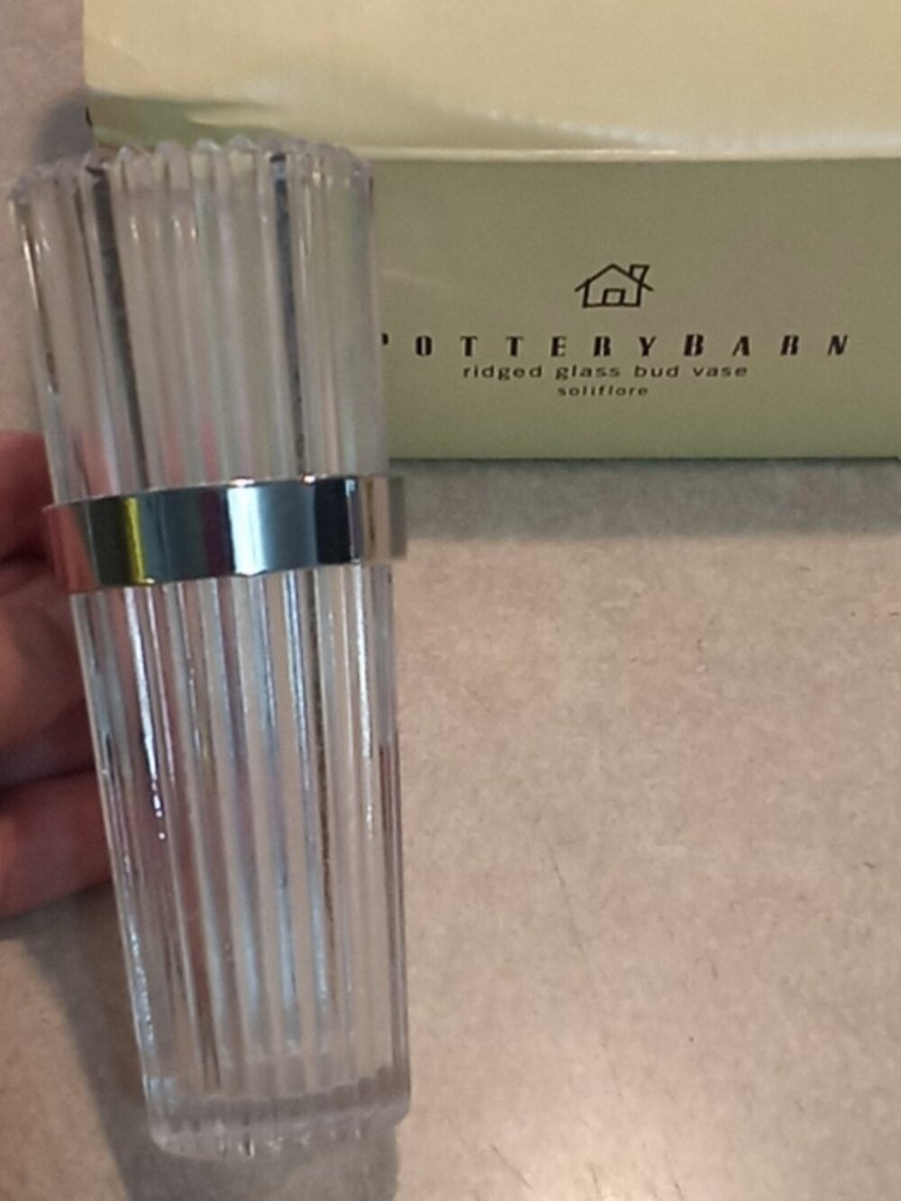 Set of 3 Pottery Barn Ridged Glass Wall Mount Bud Vase